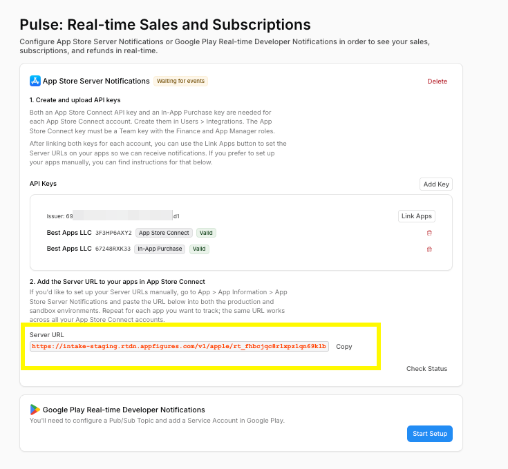 You can find your Server URL under App Store Server Notifications.