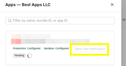 You can send test notifications per-app in Appfigures. Notifications will show as Received when they have been successfully delivered to Appfigures.